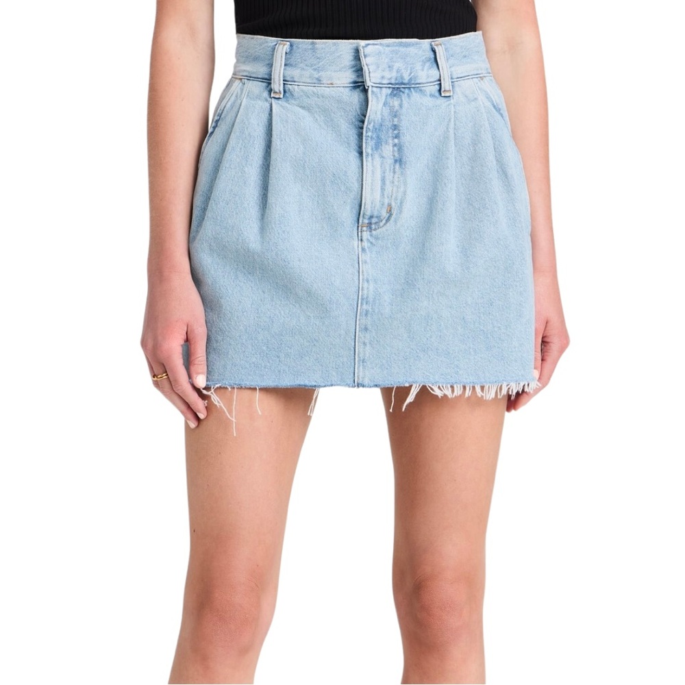 Agolde Becker Denim Frayed Hem Skirt